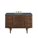 James Martin Amberly 48" Dual Mount Single Bathroom Vanity, Mid-Century Walnut