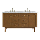 James Martin Laurent 60" Dual Mount Double Bathroom Vanity, Honey Oak