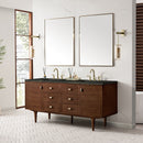 James Martin Amberly 72" Dual Mount Double Bathroom Vanity, Mid-Century Walnut