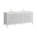James Martin Myrrin 72" Double Bathroom Vanity, Bright White